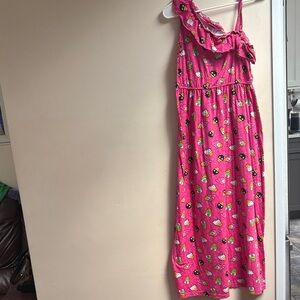 Hello Kitty Hot Pink Ruffle Strap Casual Dress